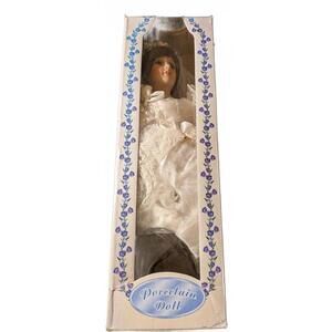 Hand-Painted Porcelain Doll in White Dress